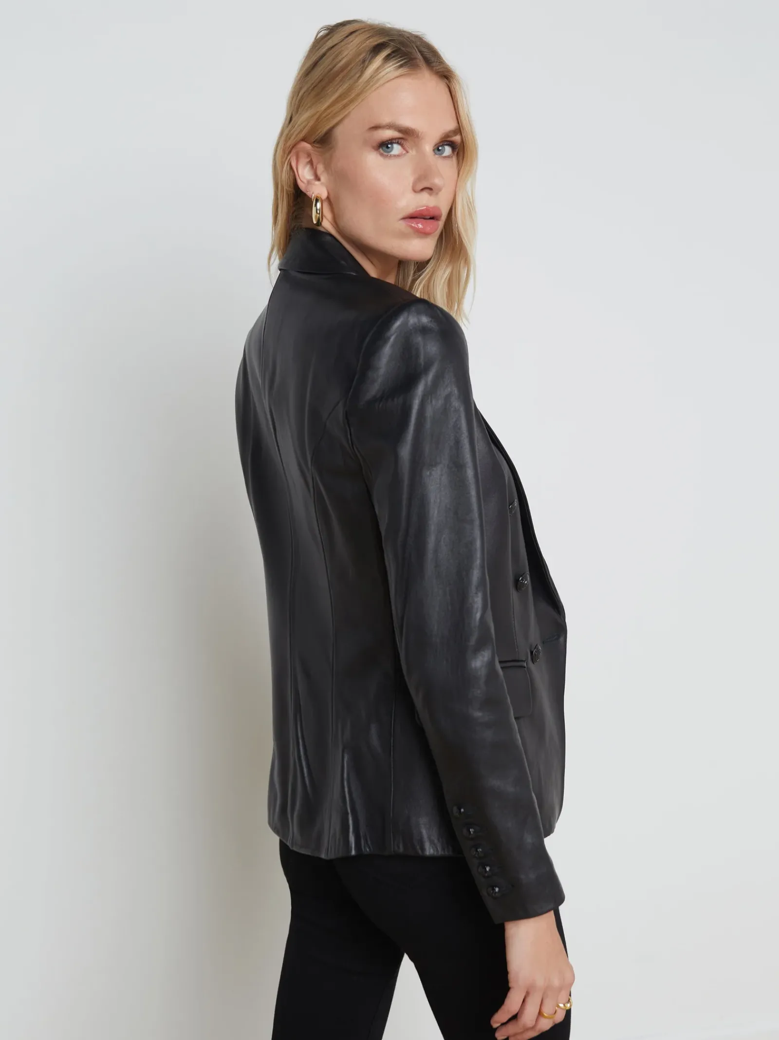 L'AGENCE All Things Black|Leather|Kenzie Leather Blazer Black/Black