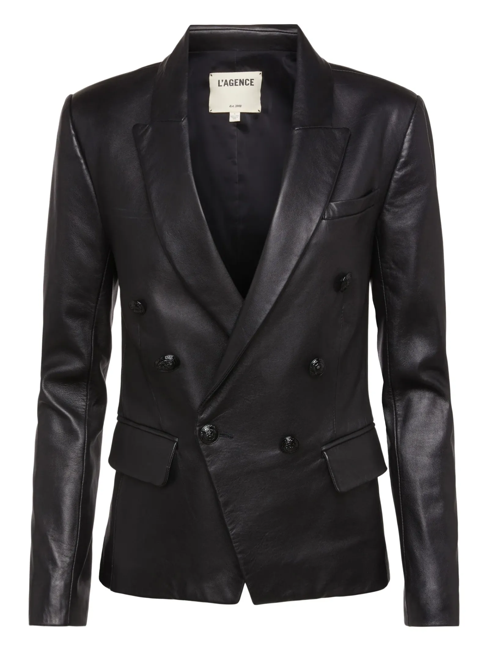 L'AGENCE All Things Black|Leather|Kenzie Leather Blazer Black/Black