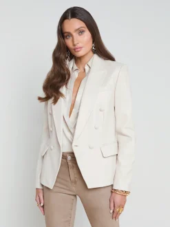 L'AGENCE Spring Collection|Leather|Kenzie Leather Blazer Champagne