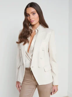 L'AGENCE Spring Collection|Leather|Kenzie Leather Blazer Champagne