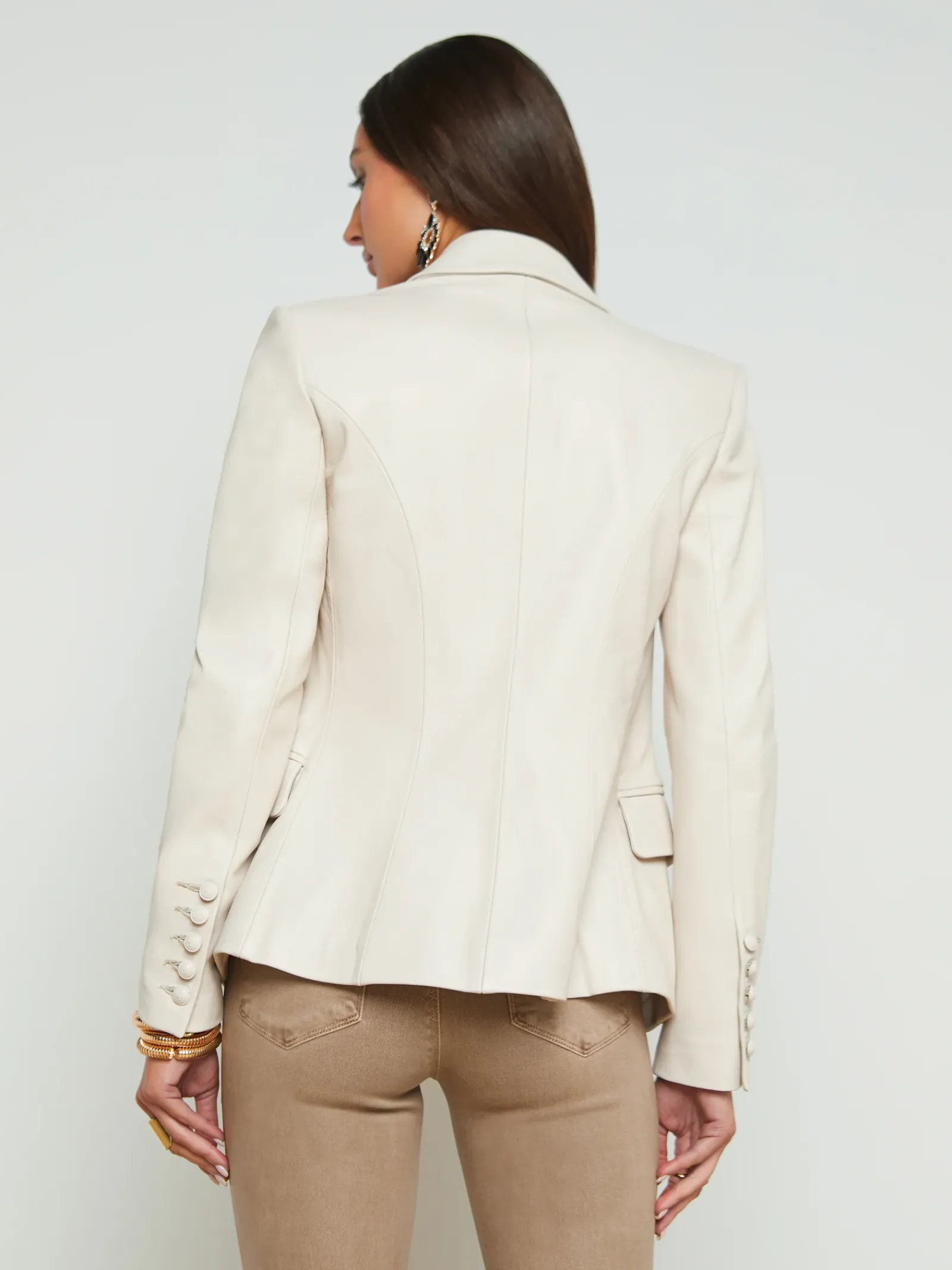 L'AGENCE Spring Collection|Leather|Kenzie Leather Blazer Champagne