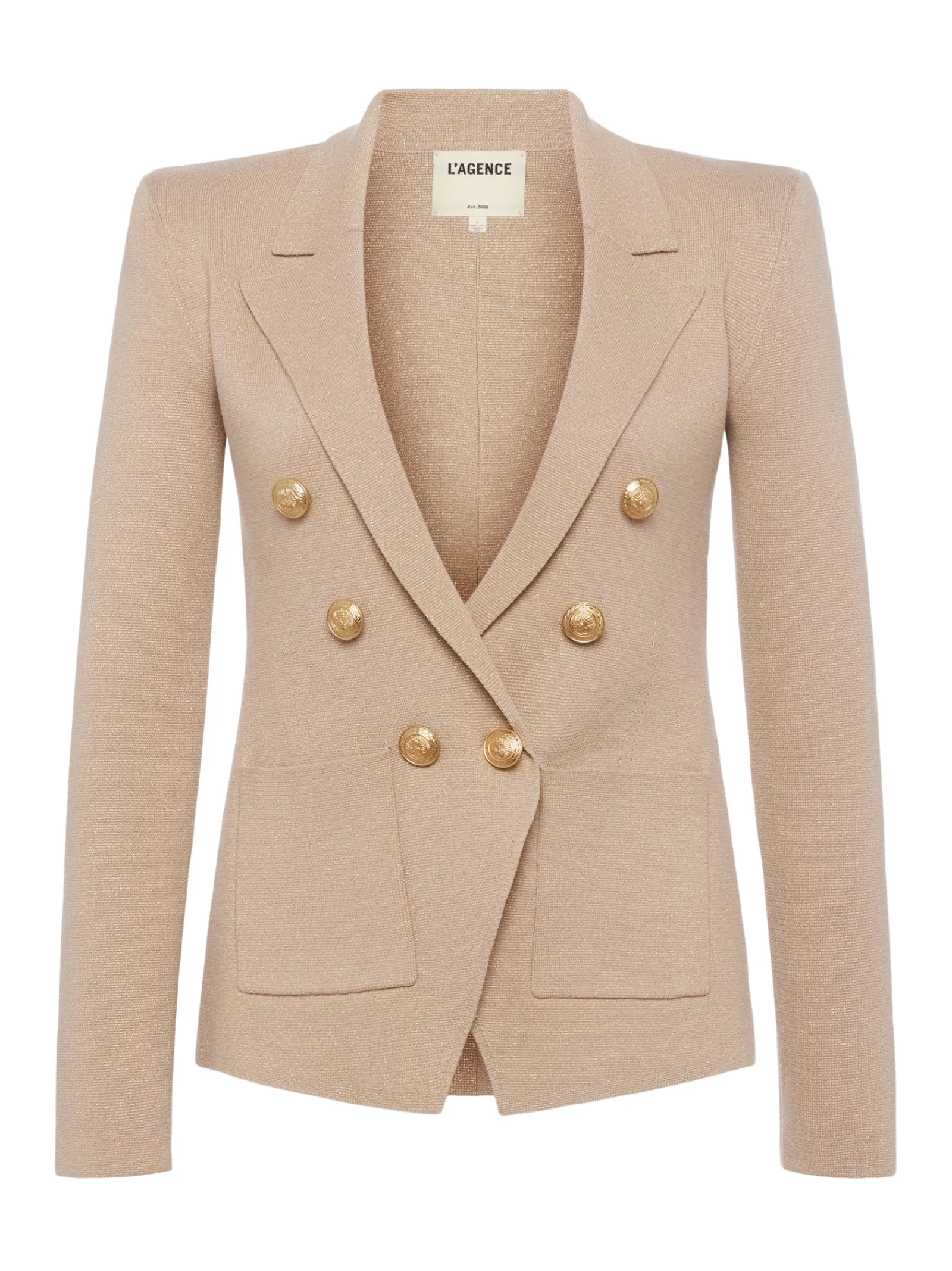 L'AGENCE Sets|Spring '24 Catalog|Kenzie Metallic Knit Blazer Pale Khaki