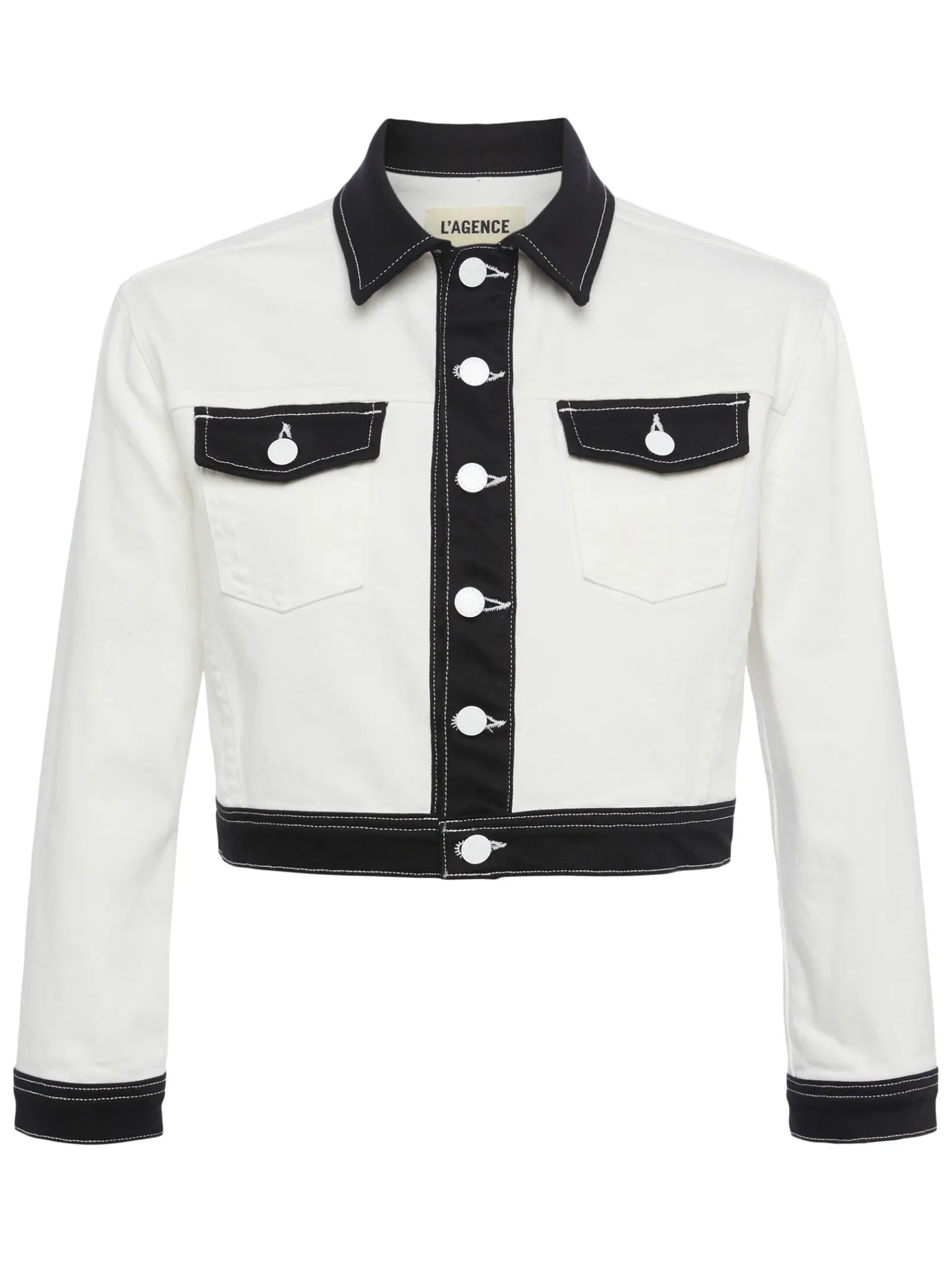 L'AGENCE Spring Collection|Denim Jackets|Koda Contrast Denim Jacket White/Black