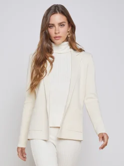 L'AGENCE Nouveau Whites|Back in Stock|Lacey Knit Blazer Porcelain