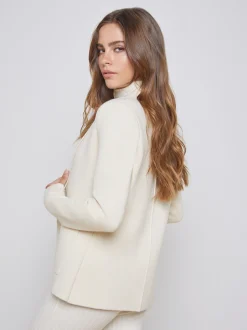L'AGENCE Nouveau Whites|Back in Stock|Lacey Knit Blazer Porcelain