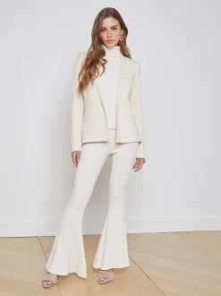 L'AGENCE Nouveau Whites|Back in Stock|Lacey Knit Blazer Porcelain