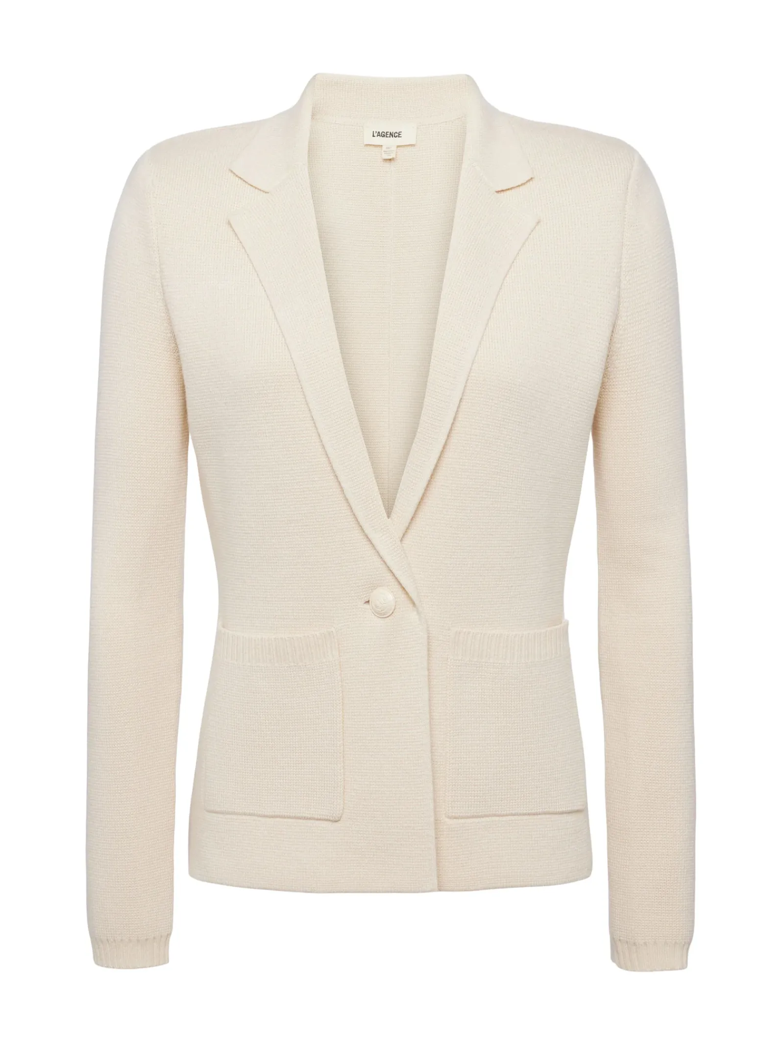 L'AGENCE Nouveau Whites|Back in Stock|Lacey Knit Blazer Porcelain