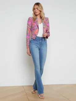 L'AGENCE Print Edition|Spring Collection|Lila Open-Front Blazer Rhodamine Multi Bright Pop Paisley