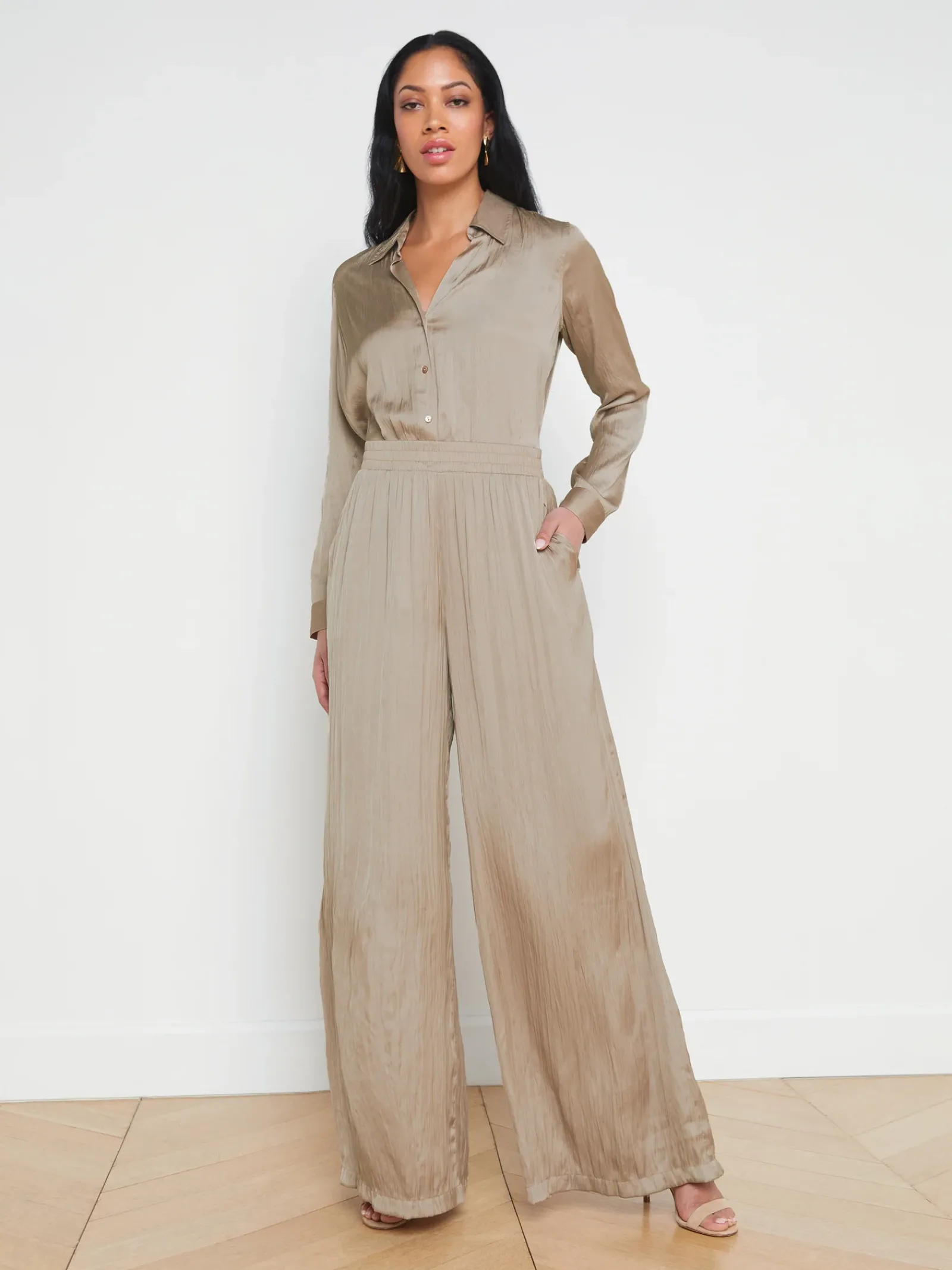 L'AGENCE Sets|Spring Collection|Lillian Wide-Leg Pant Cappuccino