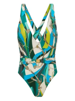 L'AGENCE Print Edition|Spring Collection|Lisa Plunge One-Piece Swimsuit Multi