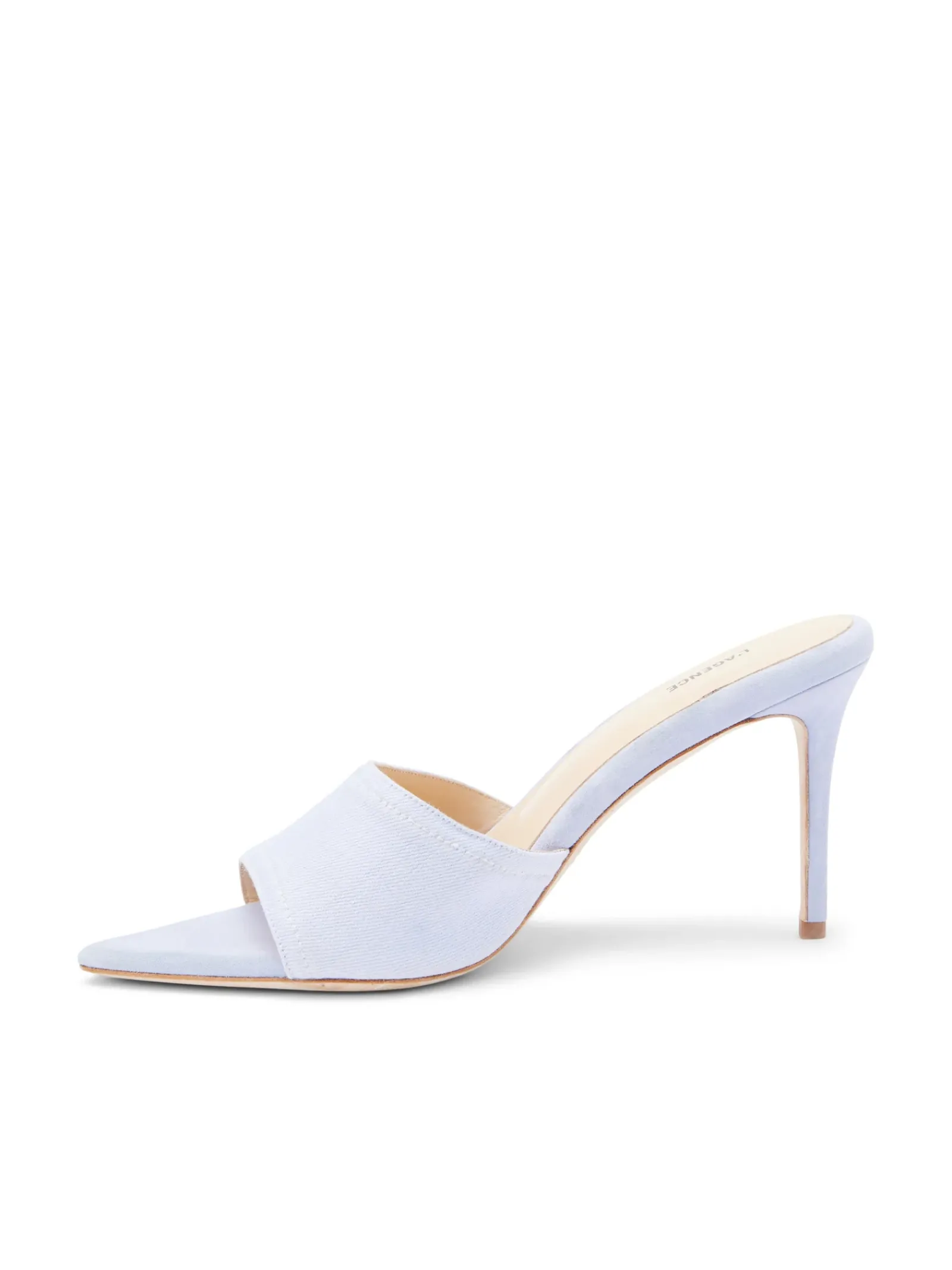 L'AGENCE Resort Collection|Mules|Lolita Open Toe Mule Lilac Denim