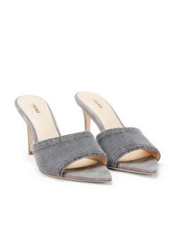 L'AGENCE Resort Collection|Mules|Lolita Open Toe Mule Grey Denim