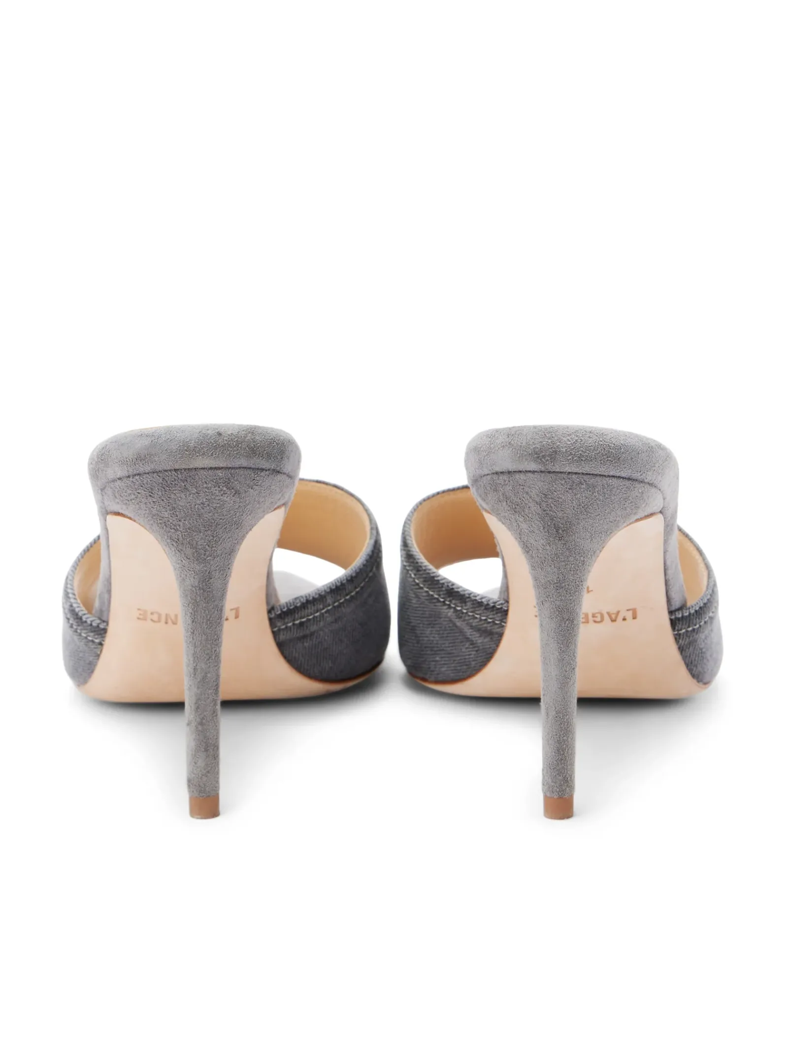 L'AGENCE Resort Collection|Mules|Lolita Open Toe Mule Grey Denim