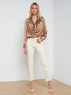 L'AGENCE Spring Collection|Silks|Lotus Silk Blouse Mocha