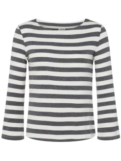 L'AGENCE Spring Collection|Lucille Boatneck Top Marengo/White Stripe