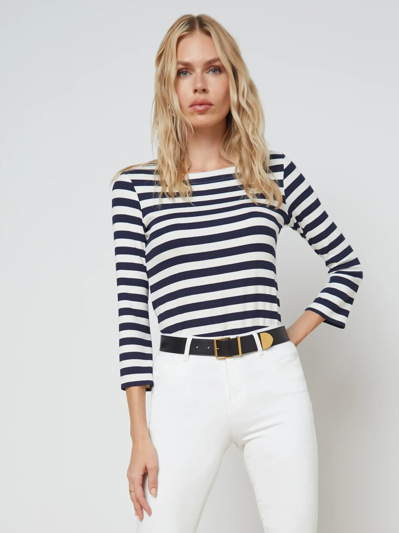 L'AGENCE Online Exclusives|Resort Collection|Lucille Tee Navy/White Stripe