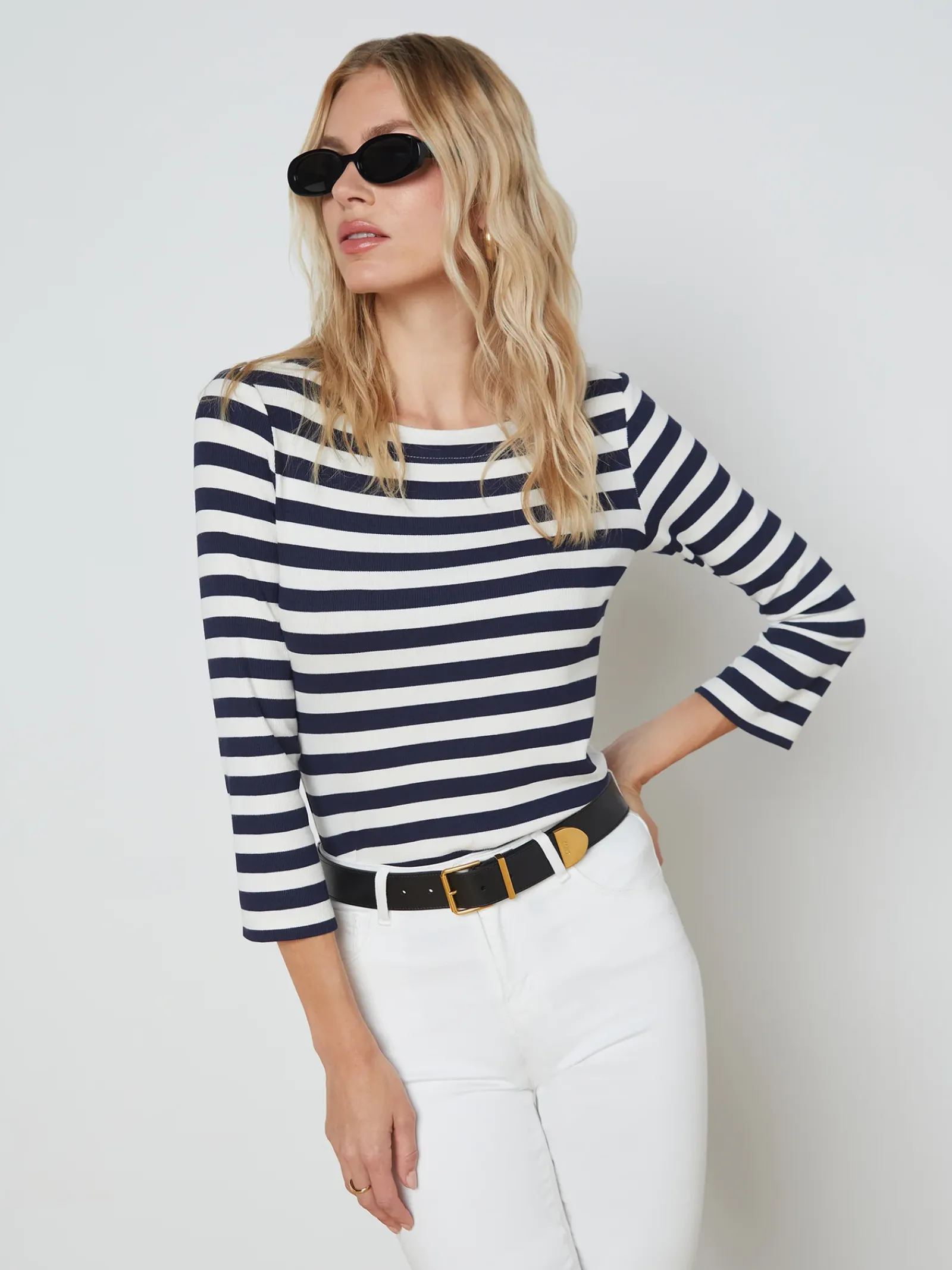 L'AGENCE Online Exclusives|Resort Collection|Lucille Tee Navy/White Stripe