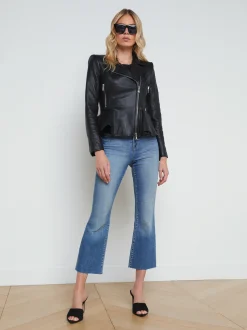 L'AGENCE All Things Black|Spring Collection|Lyric Leather Peplum Jacket Black
