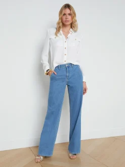 L'AGENCE Spring Collection|Blouses & Tops|Maisy Cargo Pocket Shirt Ivory