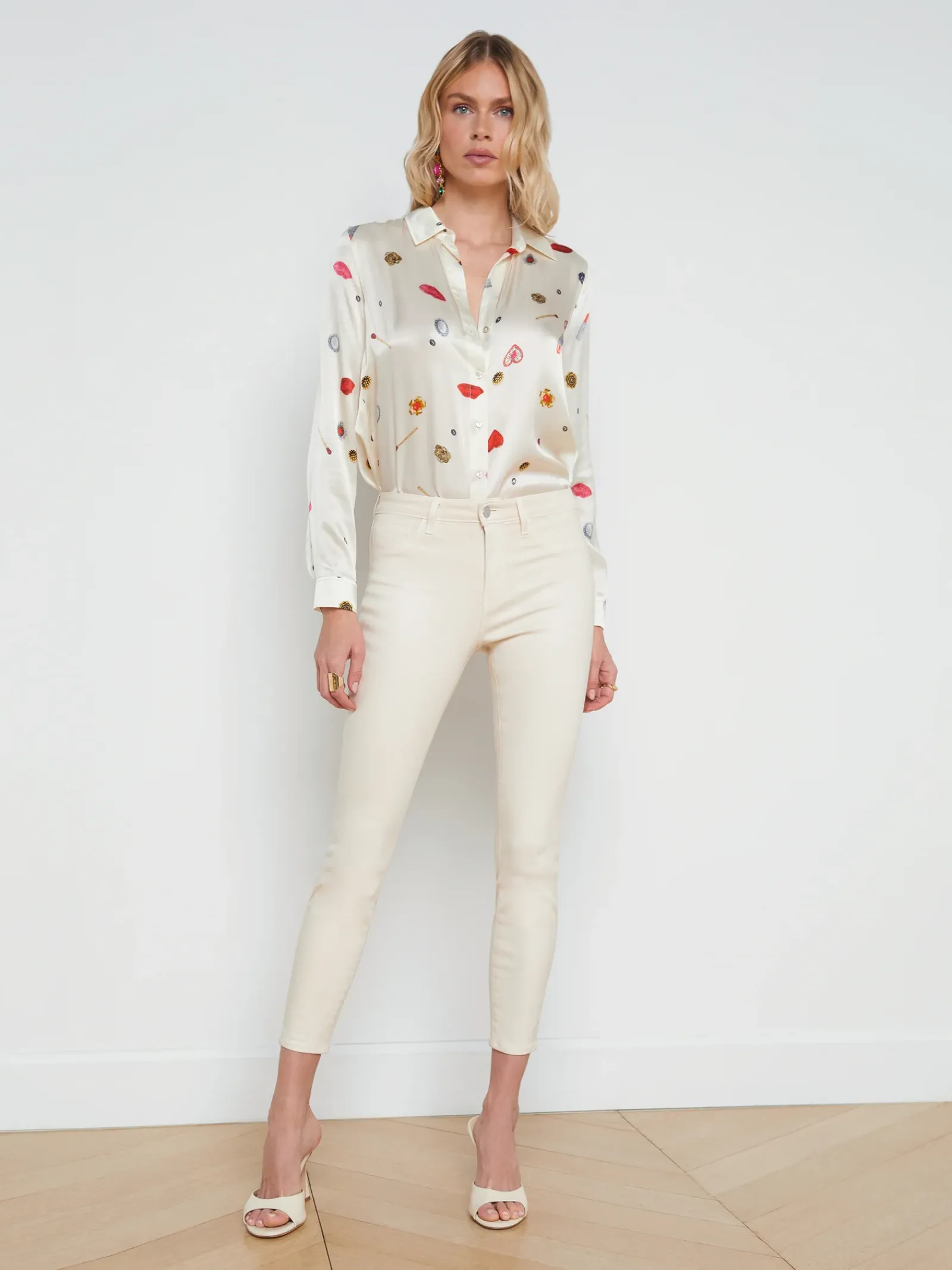 L'AGENCE Petite|Skinny|Margot Coated Skinny Jean French Vanilla Coated