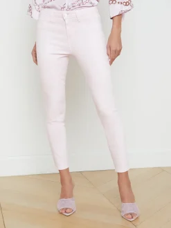 L'AGENCE Spring Collection|Petite|Margot Coated Skinny Jean Lilac Snow/White Contrast Coated