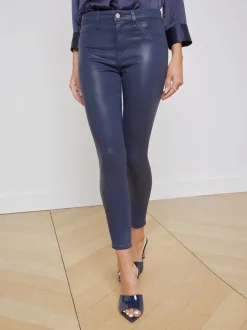 L'AGENCE Petite|Skinny|Margot Coated Skinny Jean Navy Coated