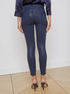 L'AGENCE Petite|Skinny|Margot Coated Skinny Jean Navy Coated