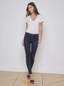 L'AGENCE Skinny|Coated Denim|Marguerite Coated Jean Navy Coated
