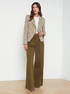L'AGENCE Spring Collection|Blazers & Jackets|Marie Herringbone Blazer Army/Ecru Herringbone