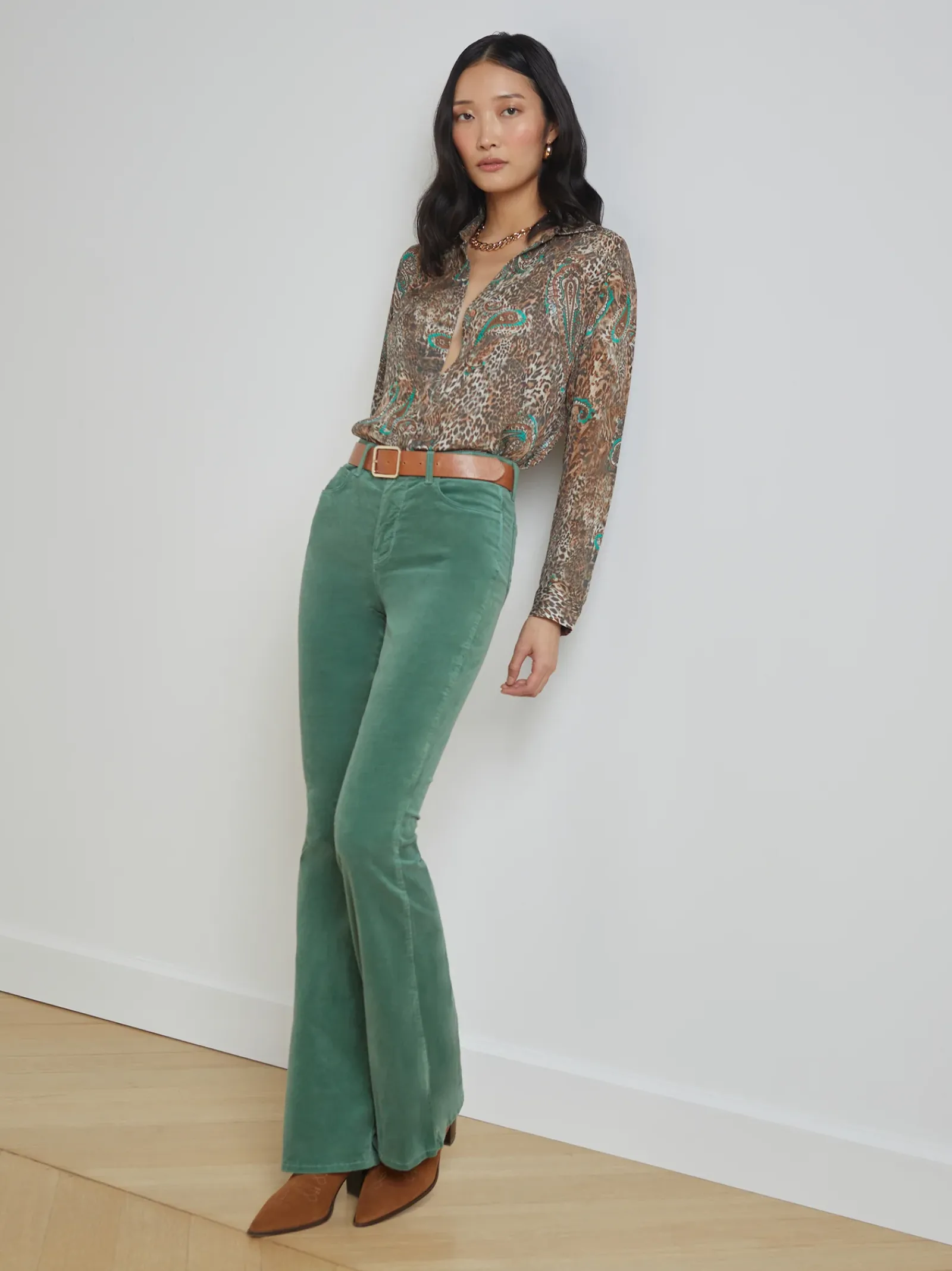 L'AGENCE Flare & Bootcut|Velvet Denim|Marty Velvet Jean Frosty Spruce