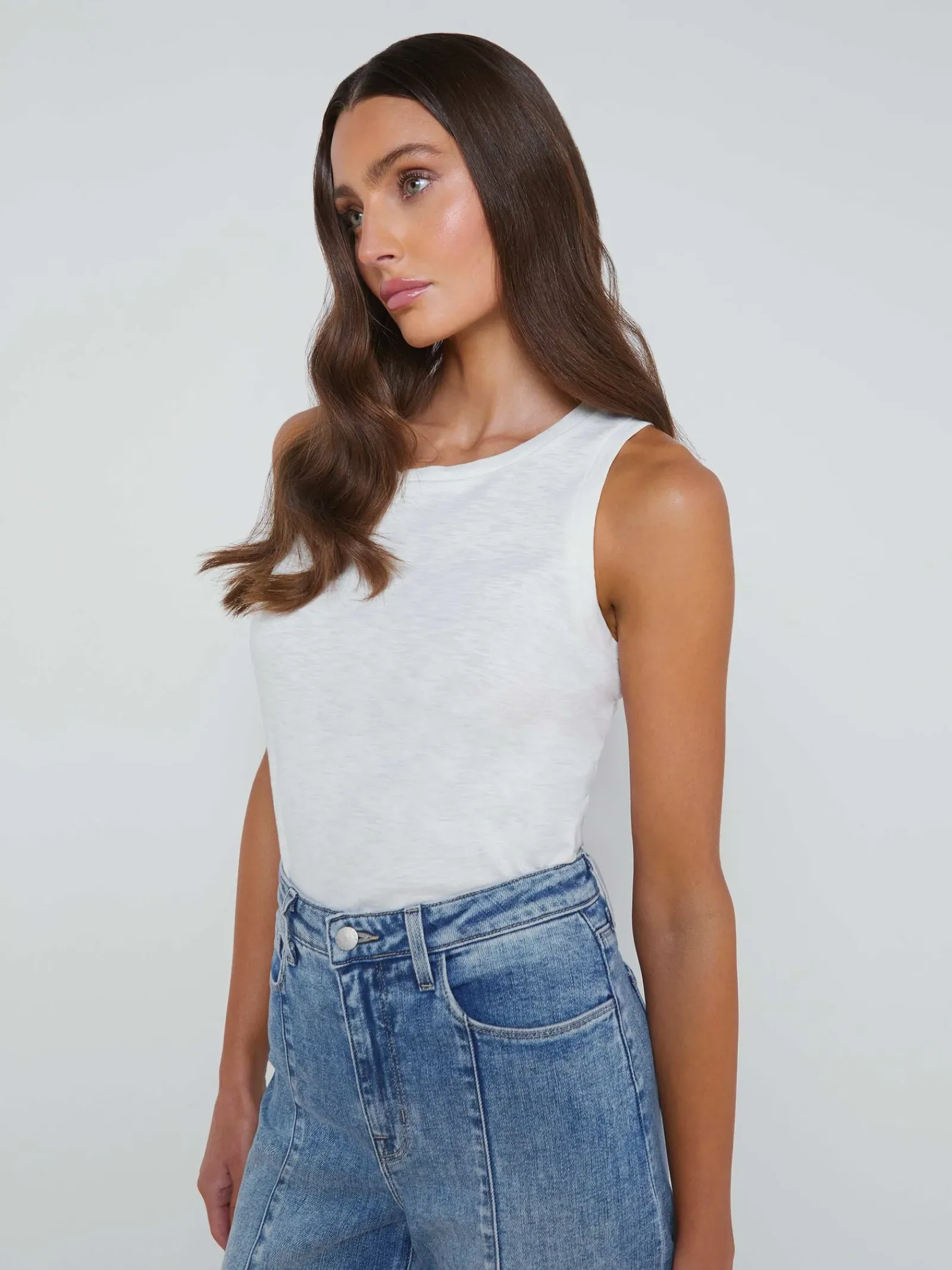 L'AGENCE Spring Collection|Camisoles & Tanks|Mikaela Cotton Tank Soft White