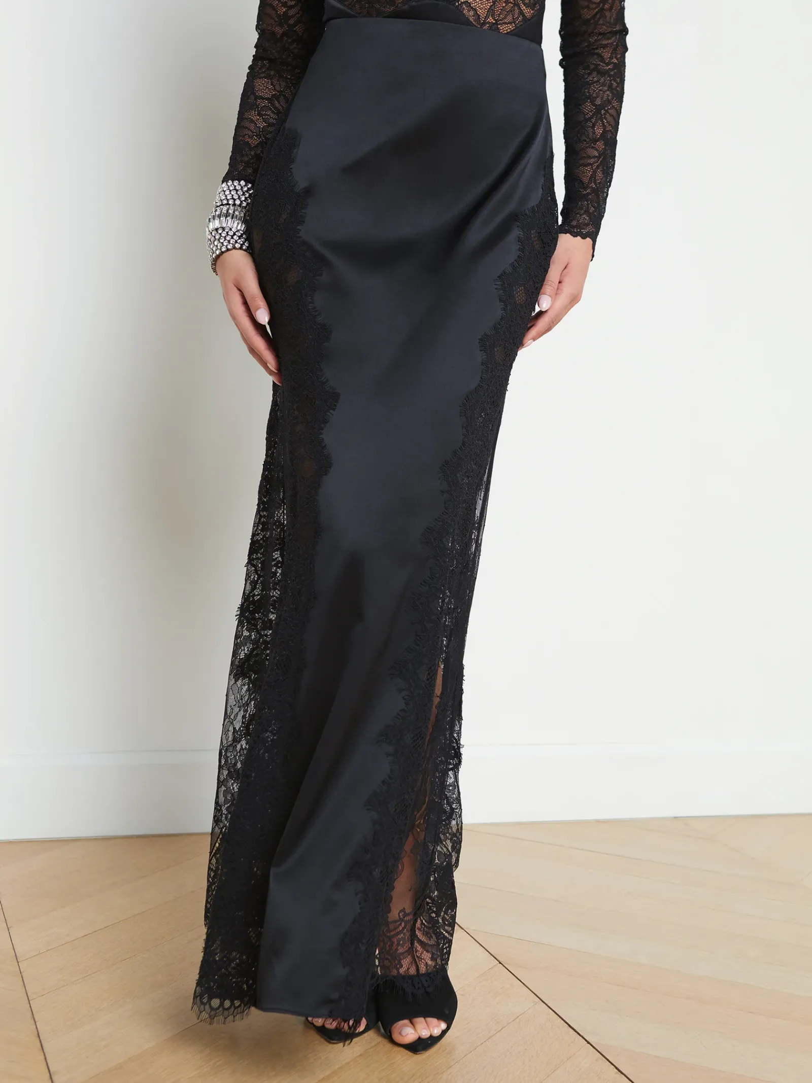 L'AGENCE All Things Black|Spring Collection|Minka Silk Lace Skirt Black