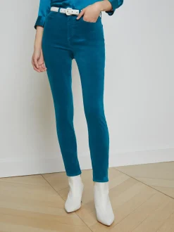L'AGENCE Skinny|Velvet Denim|Monique Velvet Jean Deep Lagoon
