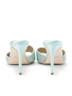 L'AGENCE Resort Collection|Mules|Narcise Open Toe Mule Mint Satin