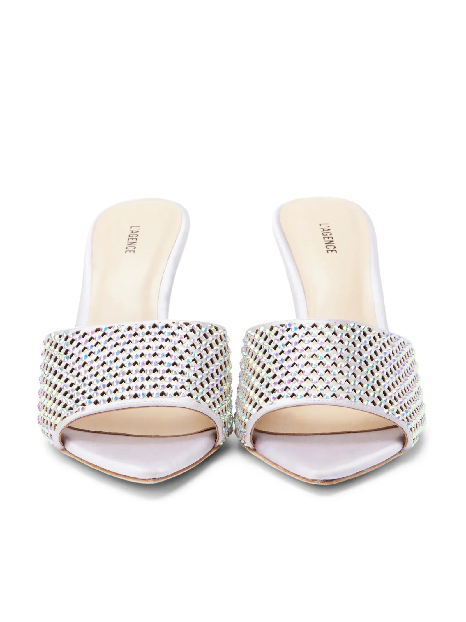 L'AGENCE Resort Collection|Mules|Narcise Open Toe Mule Lilac Satin