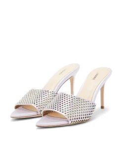 L'AGENCE Resort Collection|Mules|Narcise Open Toe Mule Lilac Satin