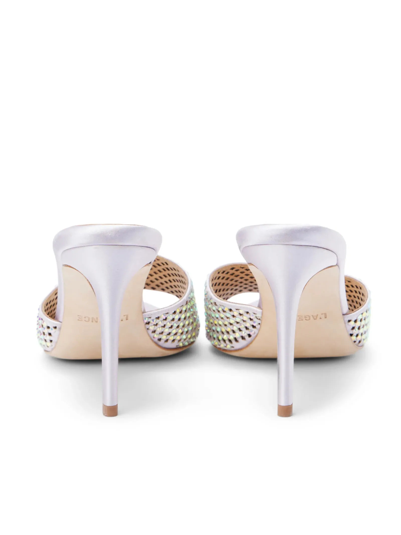 L'AGENCE Resort Collection|Mules|Narcise Open Toe Mule Lilac Satin