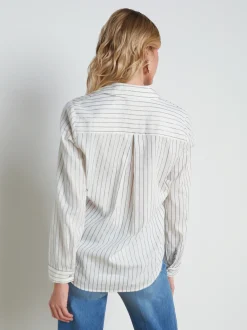 L'AGENCE Spring Collection|Blouses & Tops|Nina Lurex-Cotton Blouse Ivory/Black/Gold Stripe