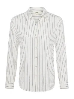 L'AGENCE Spring Collection|Blouses & Tops|Nina Lurex-Cotton Blouse Ivory/Black/Gold Stripe