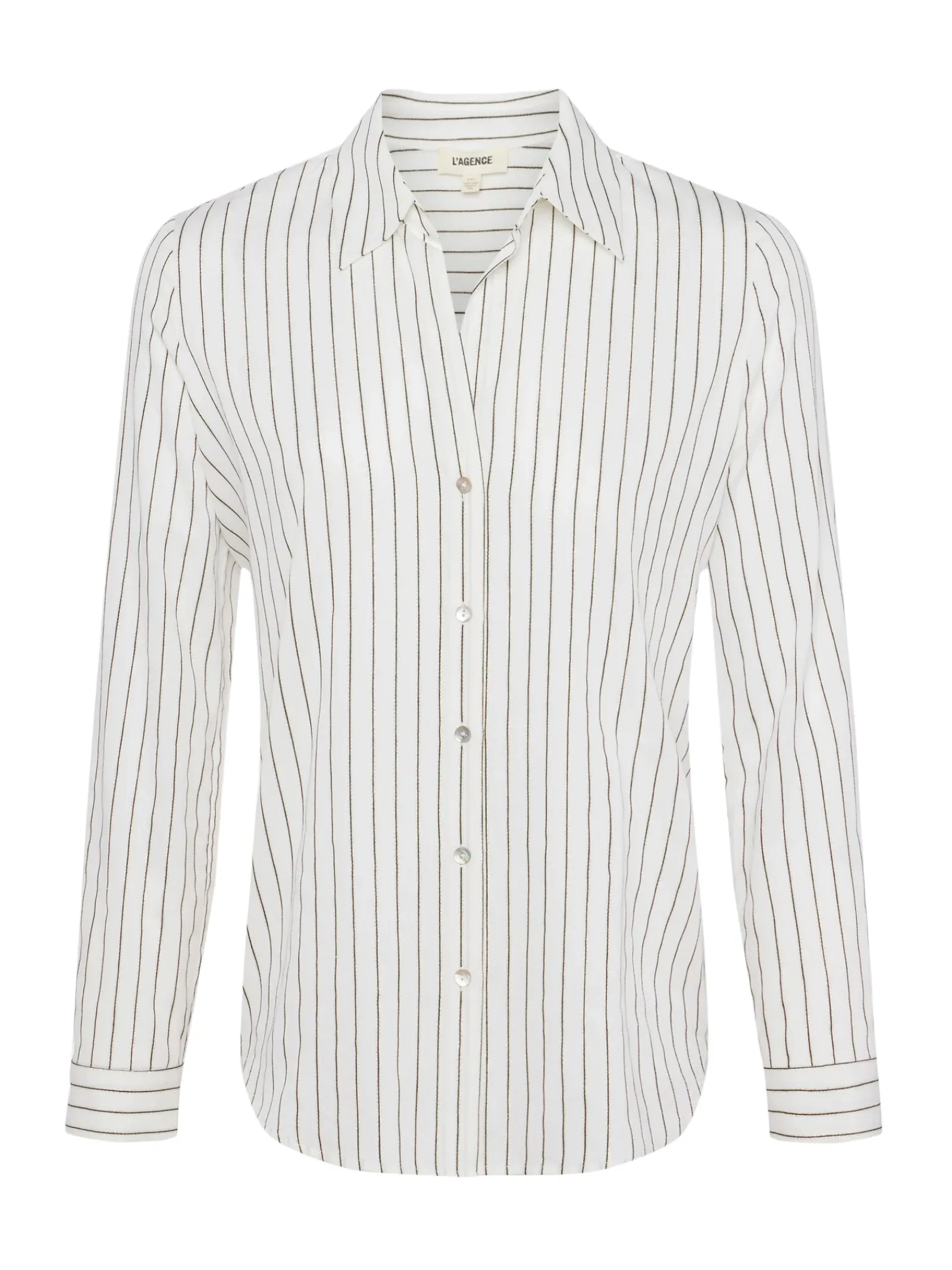 L'AGENCE Spring Collection|Blouses & Tops|Nina Lurex-Cotton Blouse Ivory/Black/Gold Stripe