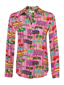 L'AGENCE Print Edition|Spring Collection|Nina Silk Blouse Rhodamine Multi Bracelet