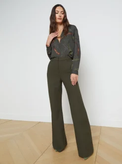 L'AGENCE Resort Collection|Print Edition|Nina Silk Blouse Army Multi Link Chain