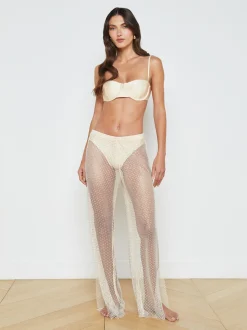 L'AGENCE Spring Collection|Swimwear|Noemi Mesh Cover-Up Pant Champagne