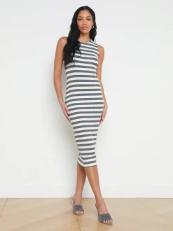 L'AGENCE Spring Collection|Camisoles & Tanks|Nura Jersey Tank Dress Marengo/White Stripe