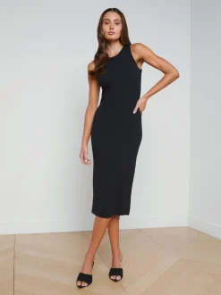L'AGENCE All Things Black|Spring Collection|Nura Sleeveless Midi Dress Black