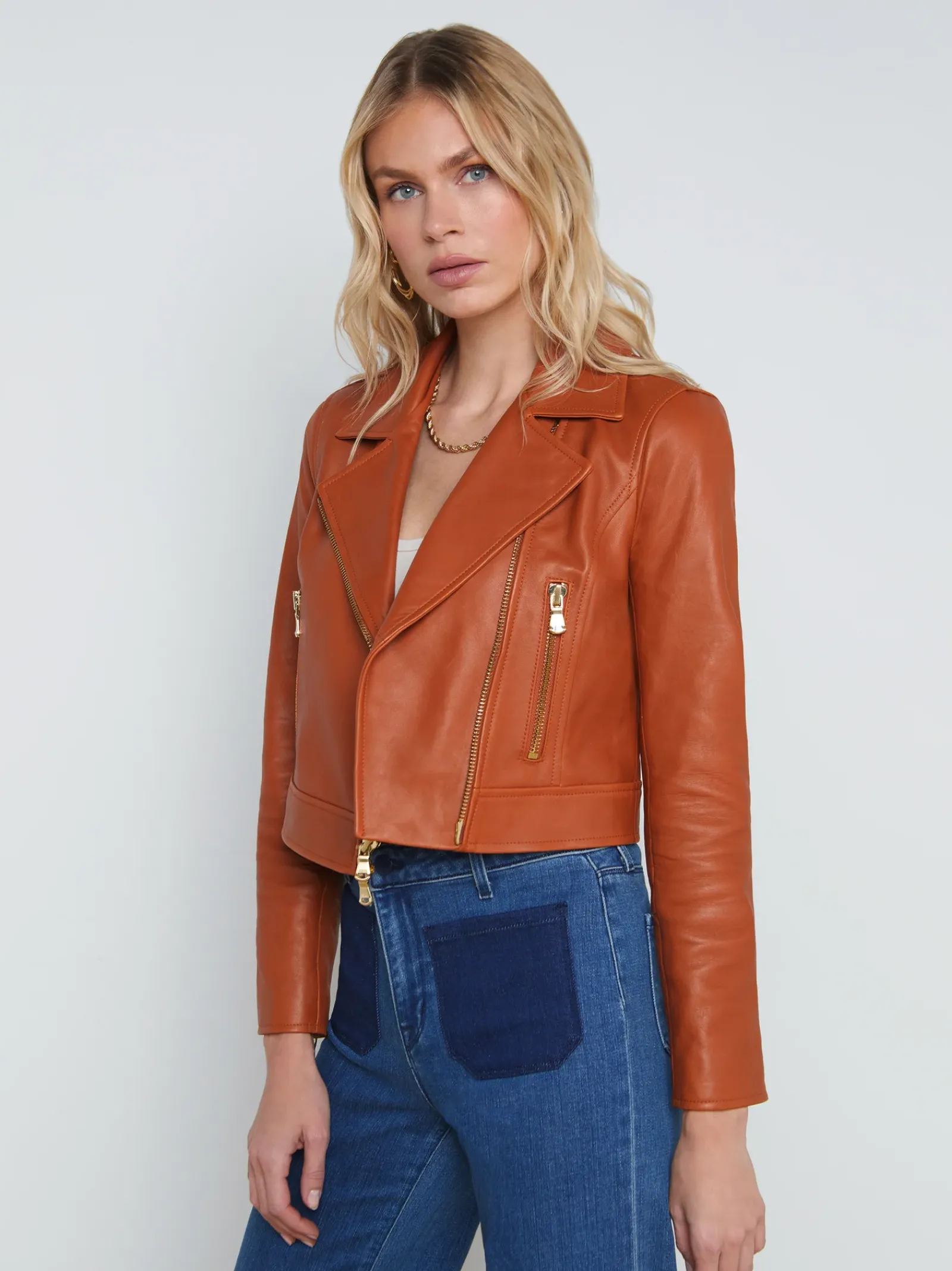 L'AGENCE Spring Collection|Best Sellers|Onna Leather Jacket Umber