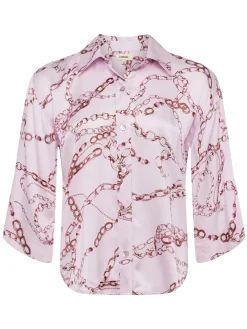 L'AGENCE Spring Collection|Print Edition|Patrice Silk Blouse LILAC SNOW MULTI SKETCH CHAIN