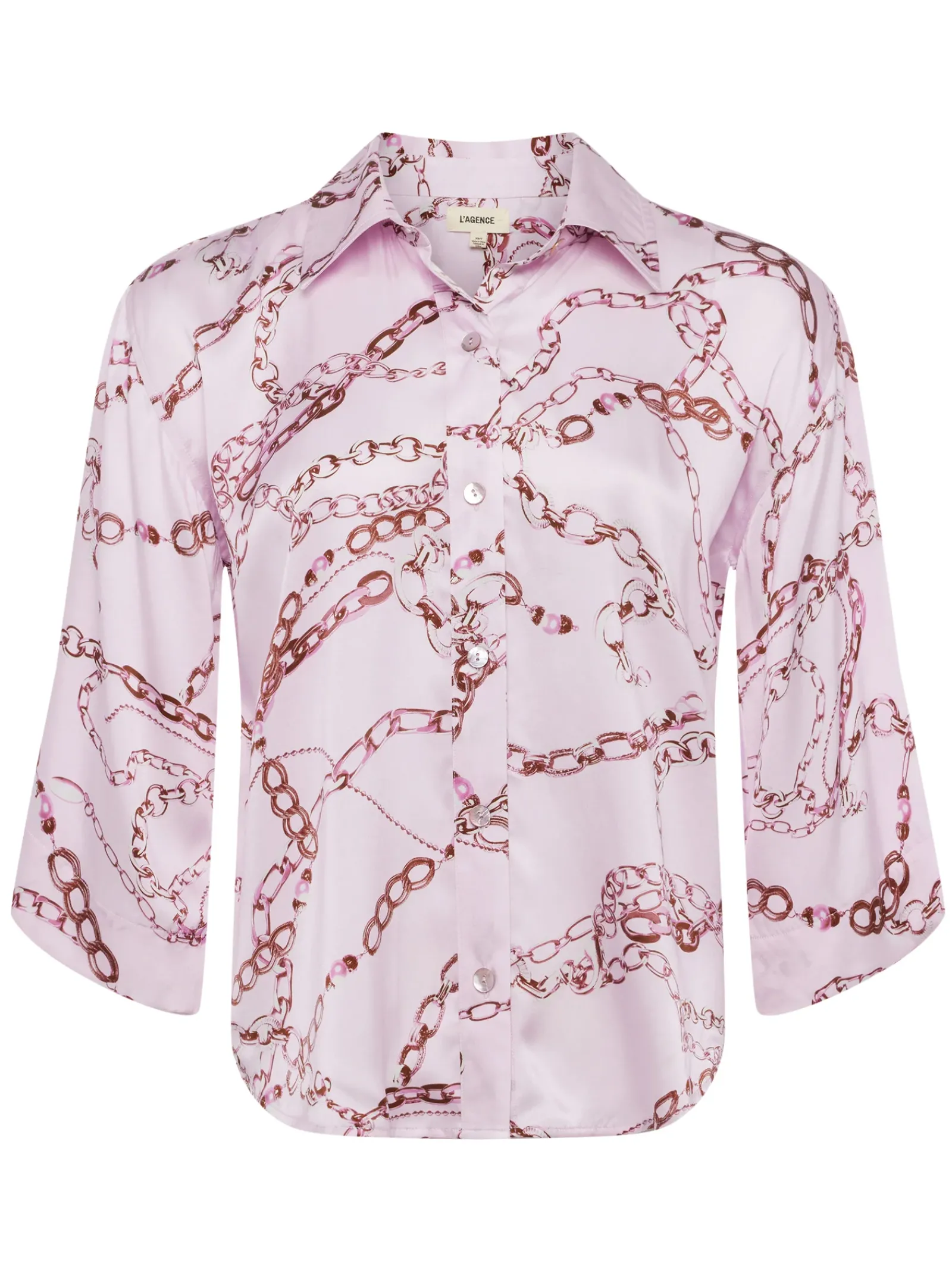 L'AGENCE Spring Collection|Print Edition|Patrice Silk Blouse LILAC SNOW MULTI SKETCH CHAIN