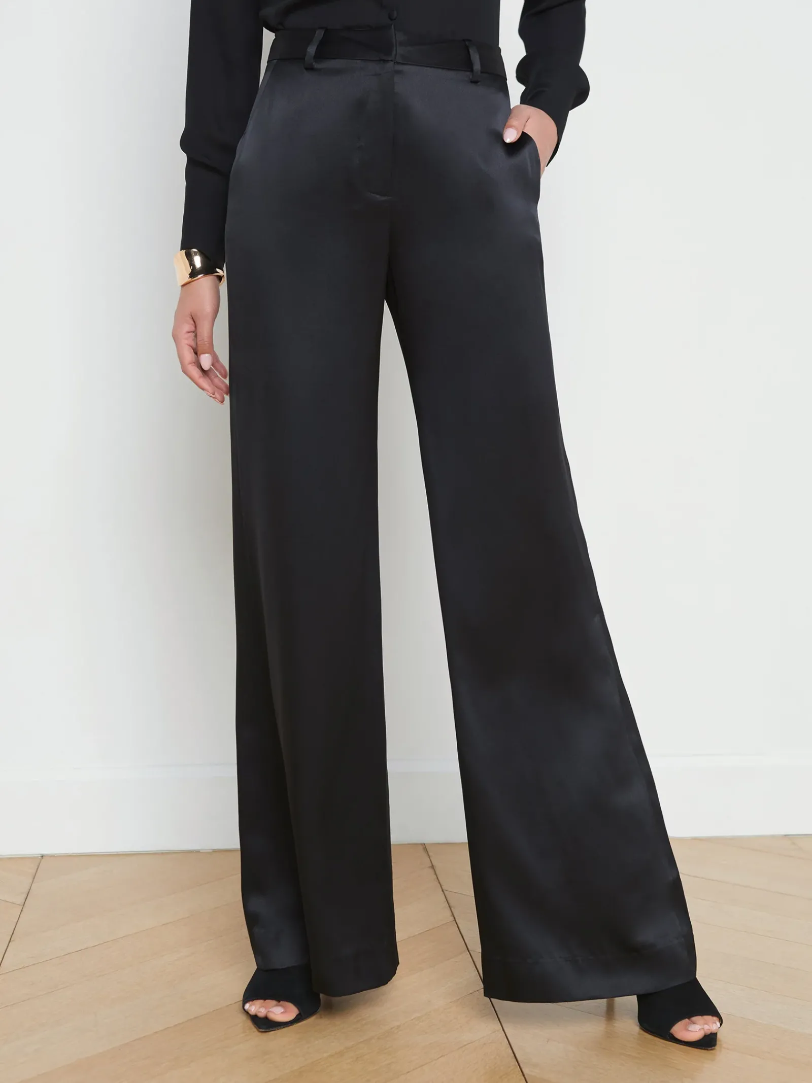 L'AGENCE All Things Black|Sets|Pilar Silk Wide-Leg Pant Black Silk