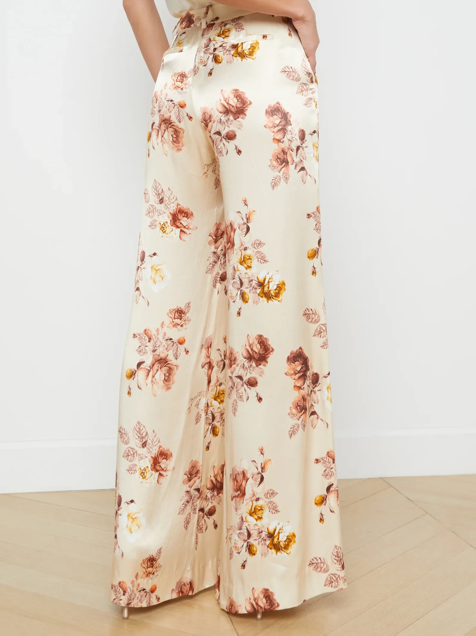L'AGENCE Sets|Resort Collection|Pilar Wide-Leg Pant Buff Multi Tonal Rose Floral